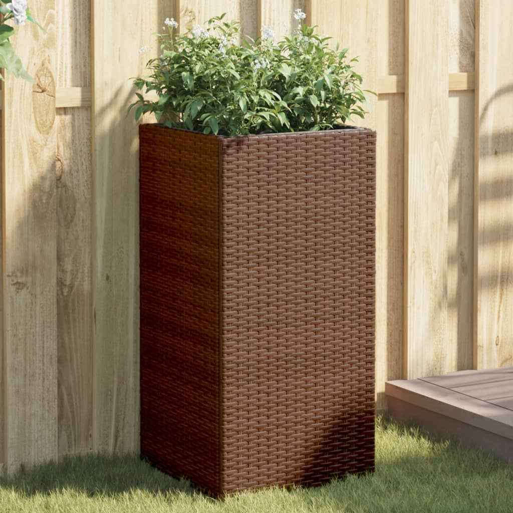 vidaXL Vaso/floreira de jardim 40x40x80 cm vime PE castanho